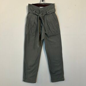 Citizens of Humanity Noelle Pants Womens 25 Olive Green Paperbag Waist Utility